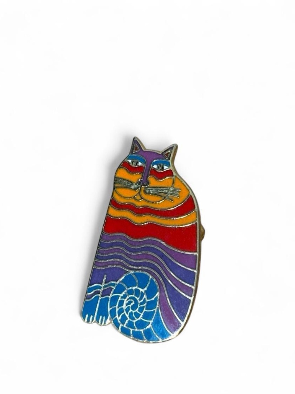 Laurel Burch 1980s Vintage Rainbow Cat brooch